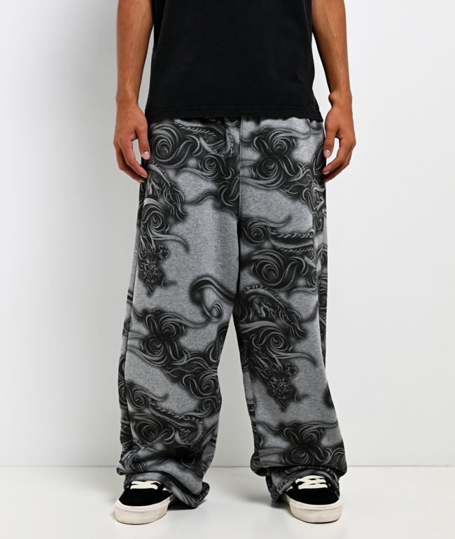 Ninth Hall Etched Grey Baggy Sweatpants - Ninth Hall