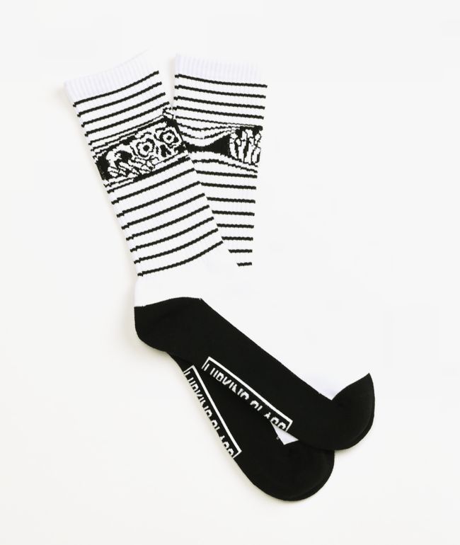 Lurking Class by Sketchy Tank Peeking Lurker White Crew Socks - Lurking Class by Sketchy Tank