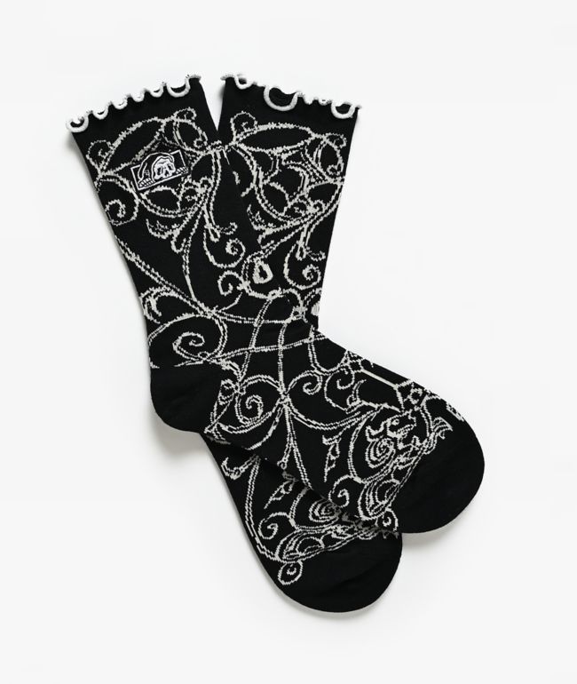 Lurking Class by Sketchy Tank Memento Mori Ruffle Black Half Crew Socks - Lurking Class by Sketchy Tank