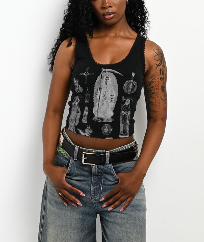 Lurking Class by Sketchy Tank Altar Black Crop Tank Top - Lurking Class by Sketchy Tank