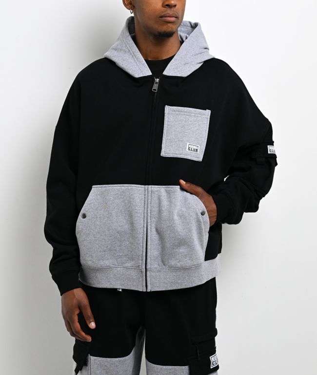 Pro Club Color Block Black & Grey Heavyweight Zip Hoodie - Pro Club
