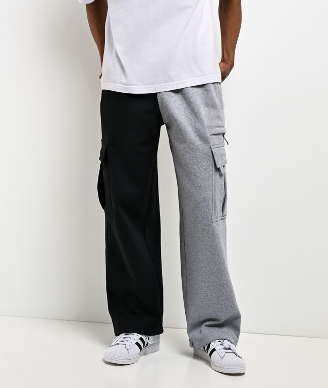 Pro Club Half And Half Black & Grey Heavyweight Cargo Sweatpants - Pro Club