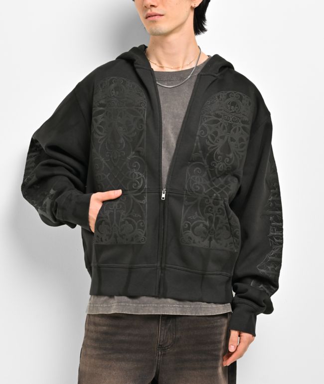 Lurking Class by Sketchy Tank Memento Mori Black Wash Zip Hoodie - Lurking Class by Sketchy Tank