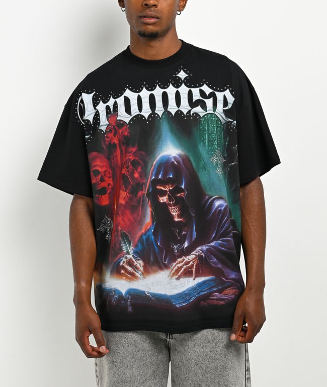 Broken Promises Memoir Rhinestone Black T-Shirt - Broken Promises
