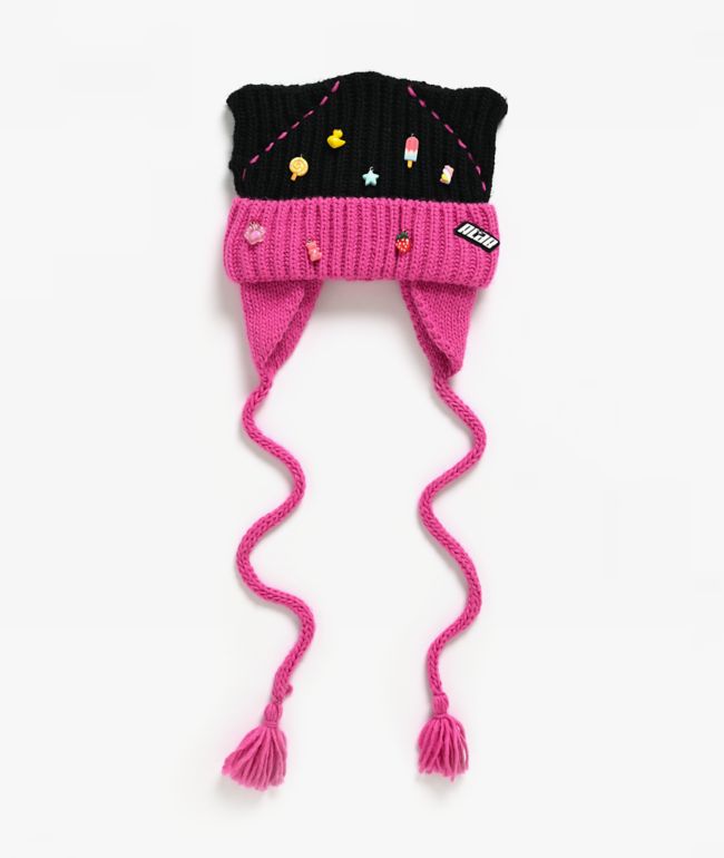 A.LAB Trinket Black & Pink Cat Flap Beanie - A.LAB
