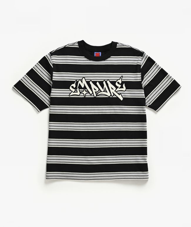 Empyre Razor Stripe Knit Black & Grey T-Shirt - Empyre