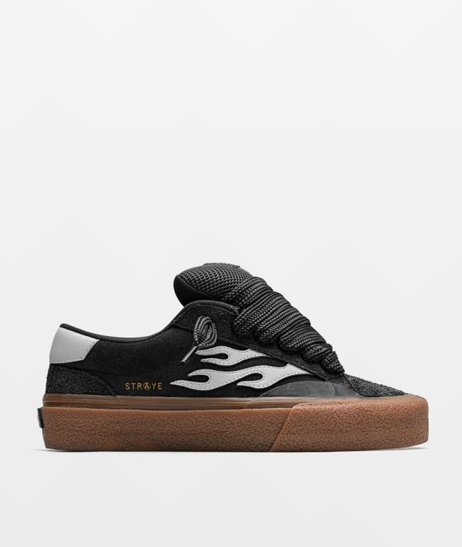 Straye Logan Puff Black & Gum Skate Shoes - Straye