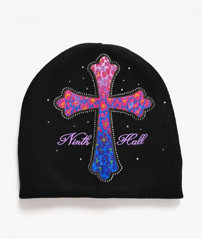 Ninth Hall Leopard Cross Black Skully Beanie - Ninth Hall