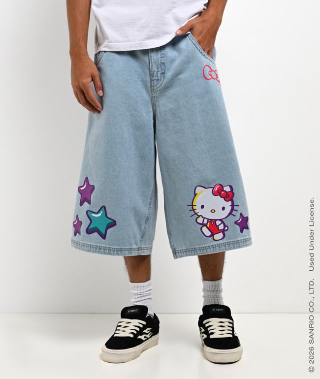 Hello Kitty® and Friends | A.LAB Hello Kitty® Tokyo Skate Blue Denim Shorts - Hello Kitty And Friends