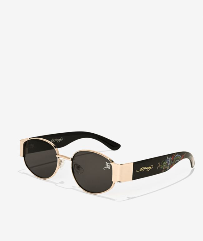 Ed Hardy Annunciation Gold & Black Sunglasses - Ed Hardy
