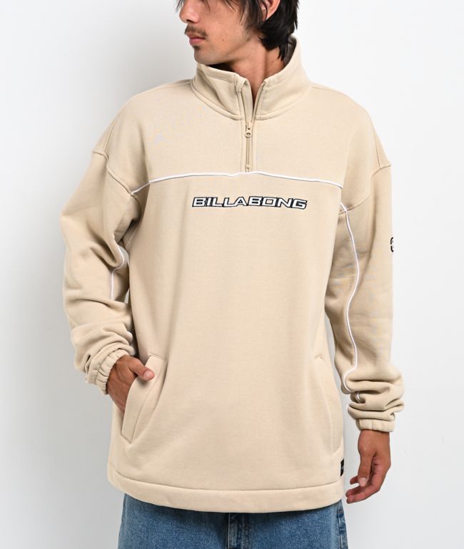 Billabong Bad Dog Beige Quarter Zip Sweatshirt - Billabong