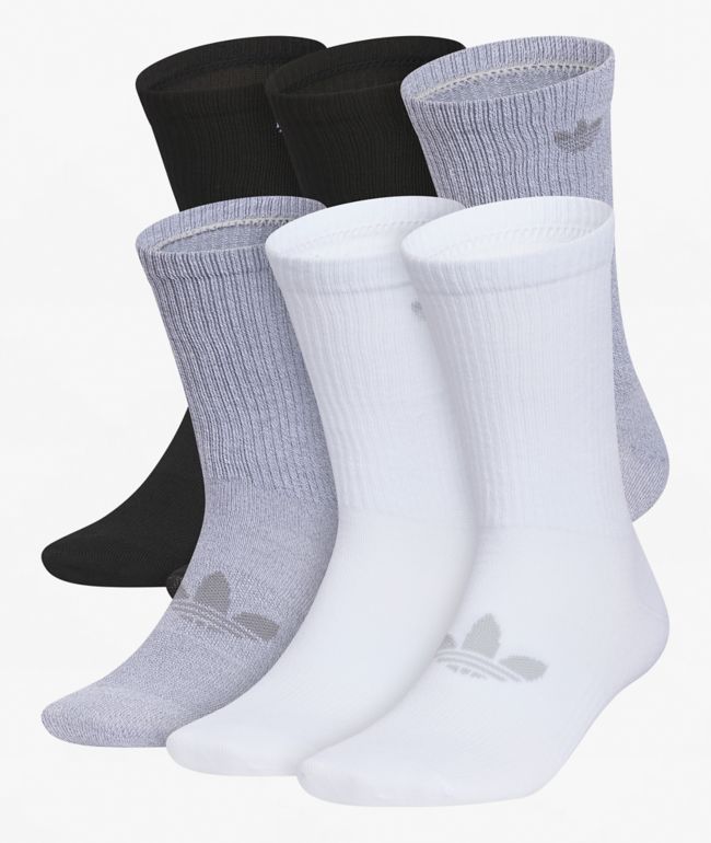 adidas Superlite 6 Pack Black, White & Grey Crew Socks - adidas