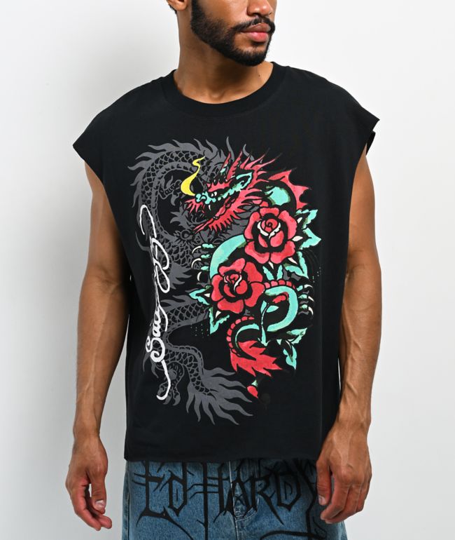 Ed Hardy x $AD BOYZ by Junior H Nuble Black Tank Top - Ed Hardy