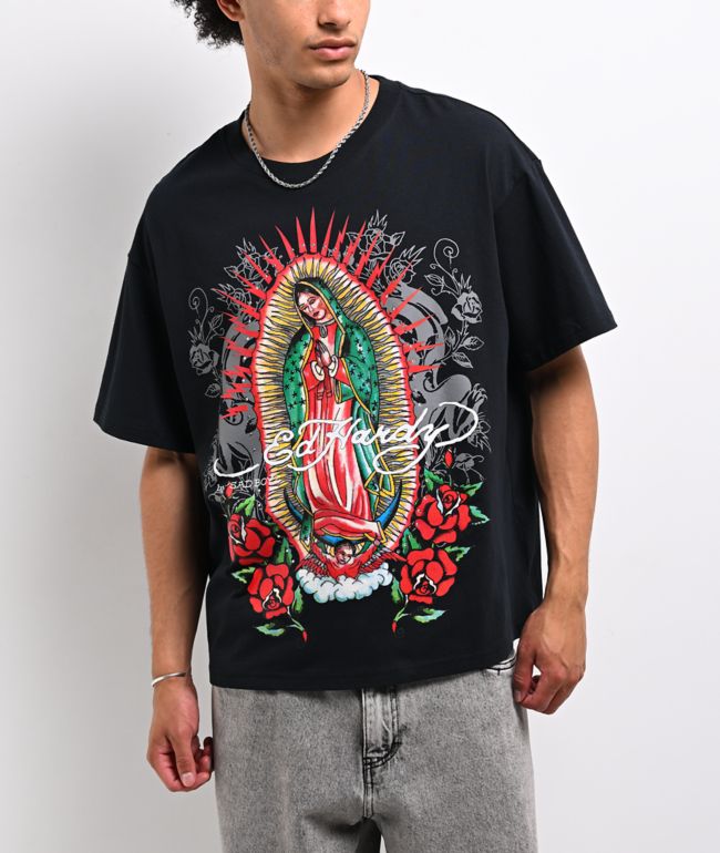 Ed Hardy x $AD BOYZ by Junior H Mary Rhinestone Black T-Shirt - Ed Hardy