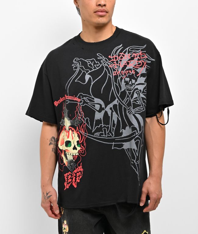 Ed Hardy x Broken Promises Forget You Destroyed Black T-Shirt - Ed Hardy