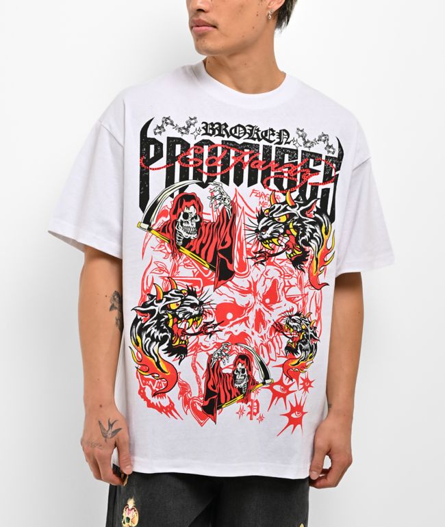 Ed Hardy x Broken Promises Forever Fades White T-Shirt - Ed Hardy