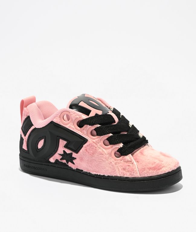 DC Court Graffik Puff Beveled Faux Fur Pink Skate Shoes - DC