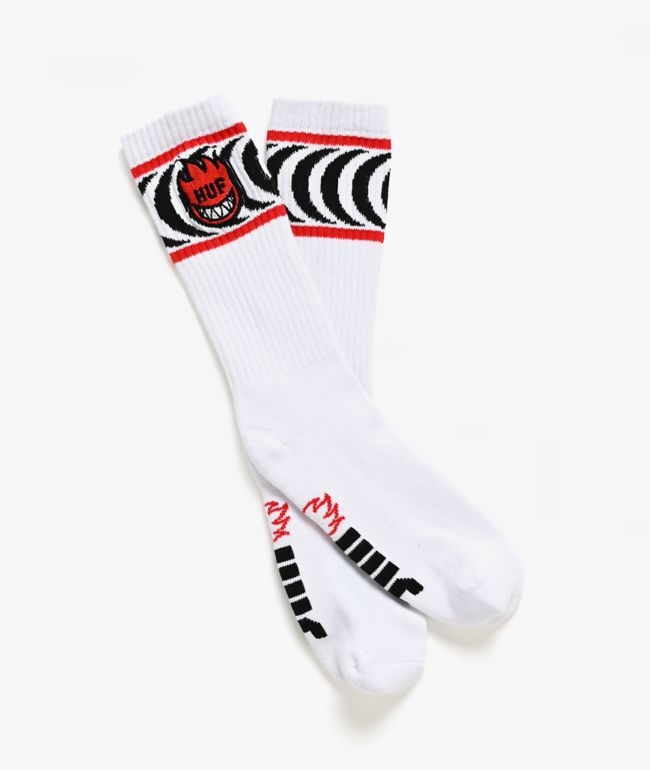 HUF x Spitfire Spiral White Crew Socks - HUF