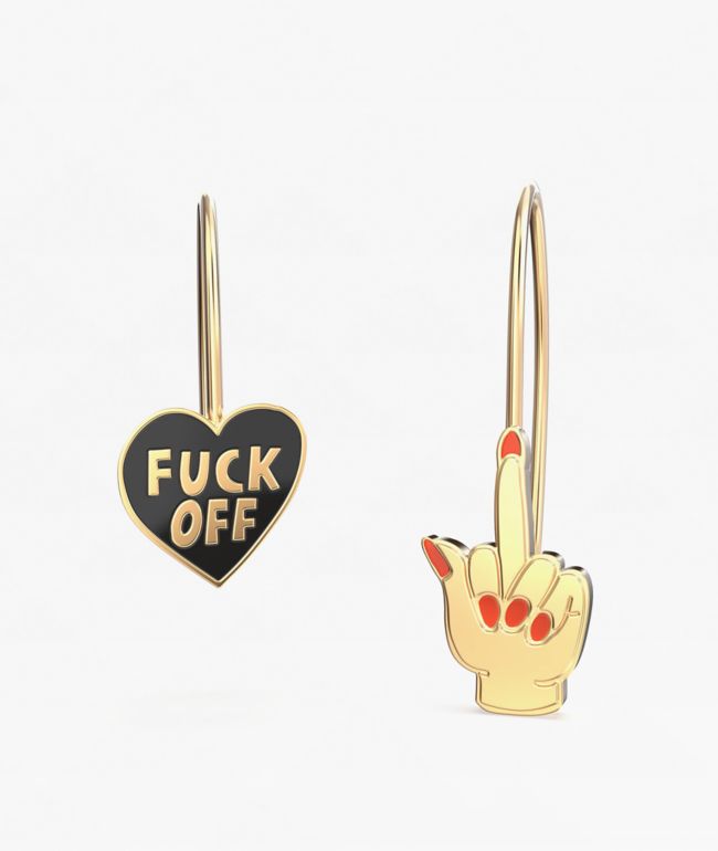 Yellow Owl Workshop F*ck Off Heart & Middle Finger Earrings - Yellow Owl Workshop