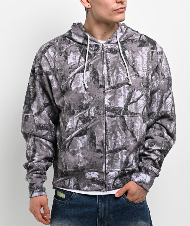 ITA Fractal Grey Camo Crop Zip Hoodie - ITA