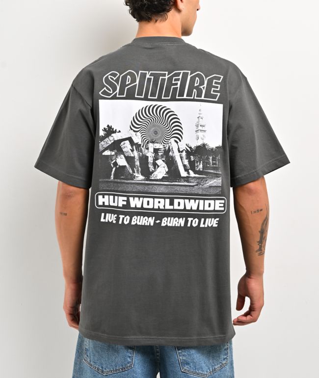 HUF x Spitfire Burn Grey T-Shirt - HUF