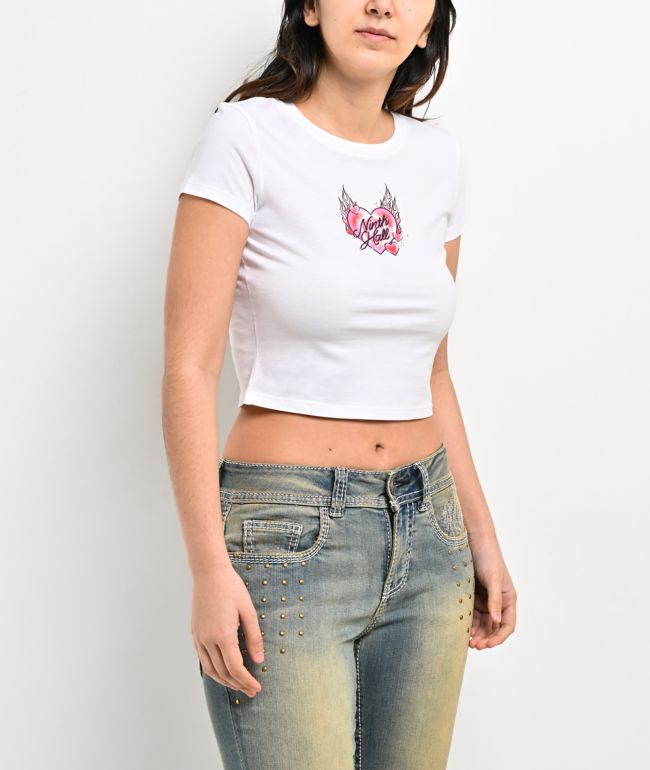 Ninth Hall Tiger Heart White Crop T-Shirt - Ninth Hall