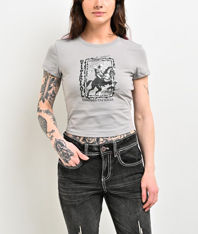 Vitriol Through The Flames Grey Crop T-Shirt - Vitriol