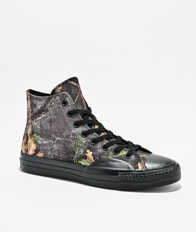 Converse x Realtree Chuck Taylor All Star Pro Hi Black & Camo Skate Shoes - Converse