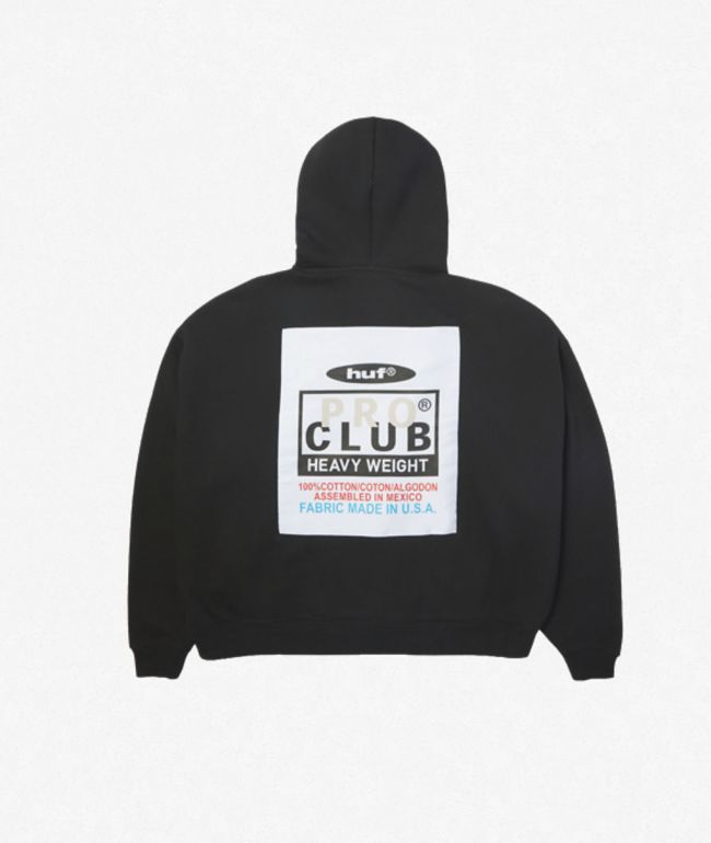 HUF x Pro Club Heavyweight Black Hoodie - HUF