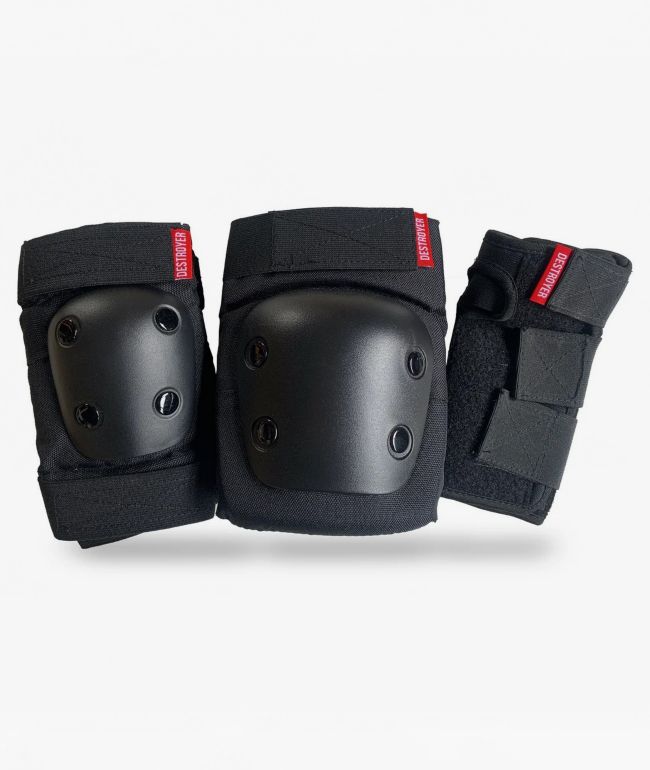 Destroyer Adult Black 3 Pack Protective Pads - Destroyer Helmets
