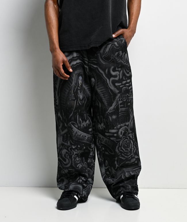FB County Inked Up Black Baggy Denim Jeans - FB County