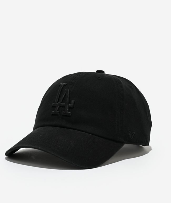 47 Brand Clean Up Los Angeles Dodgers Tonal Black Strapback Hat - 47 Brand