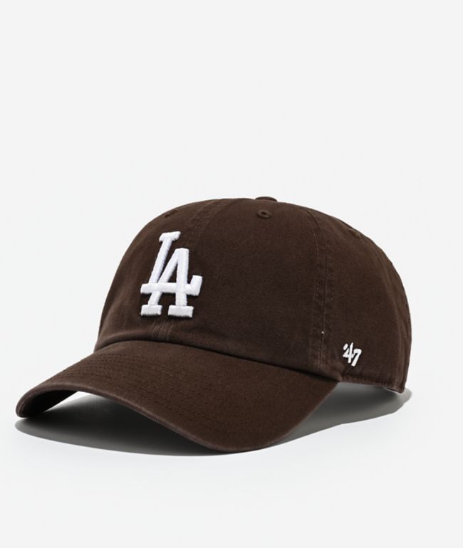 47 Brand Clean Up Los Angeles Dodgers Dark Brown Wash Strapback Hat - 47 Brand