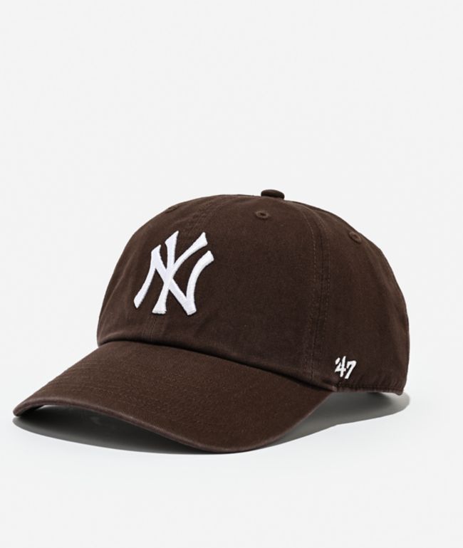 47 Brand Clean Up New York Yankees Dark Brown Wash Strapback Hat - 47 Brand