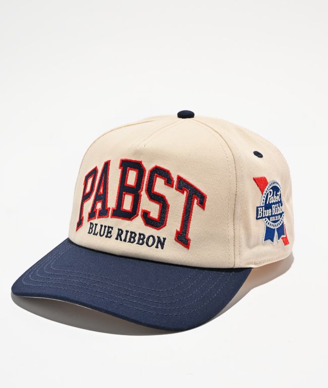 American Needle x Pabst Blue Ribbon Roscoe Beige & Navy Snapback Hat - American Needle