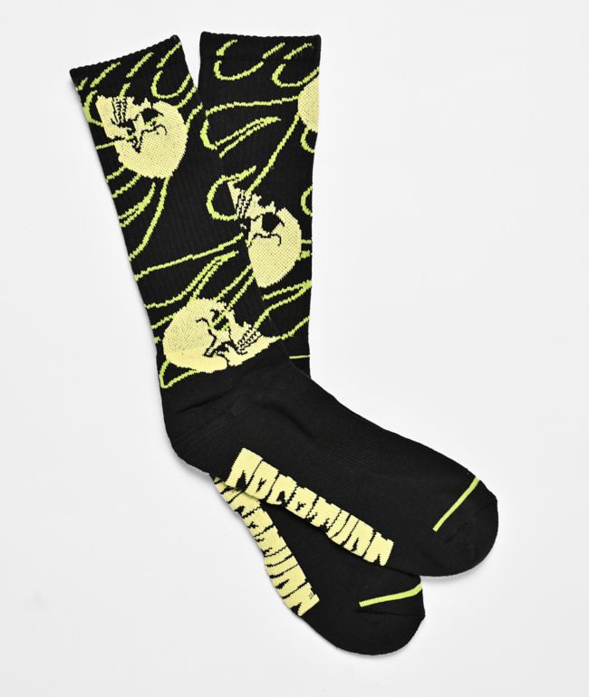Creature Spiral Skull Black Crew Socks - Creature