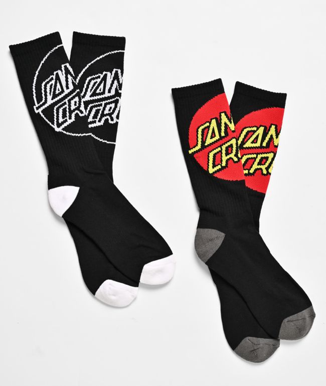 Santa Cruz Big Cruz 2 Pack Black Crew Socks - Santa Cruz Skate