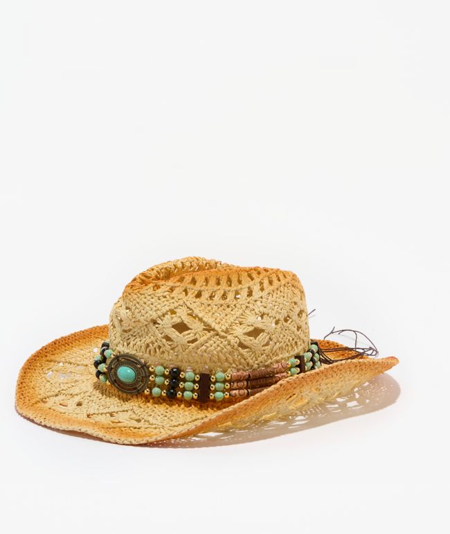 Ella Shea Turquoise Bead Woven Cowboy Hat - Ella Shea