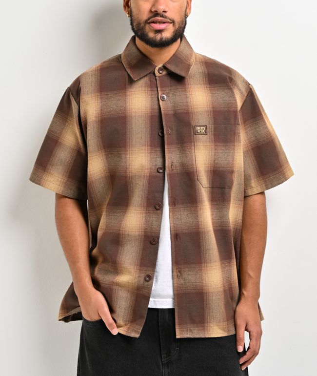FB County Plaid Brown & Tan Button Up Shirt - FB County