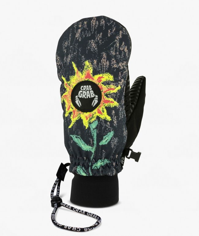 Crab Grab Slap Sunflower Charcoal 15K Snowboard Mittens - Crab Grab