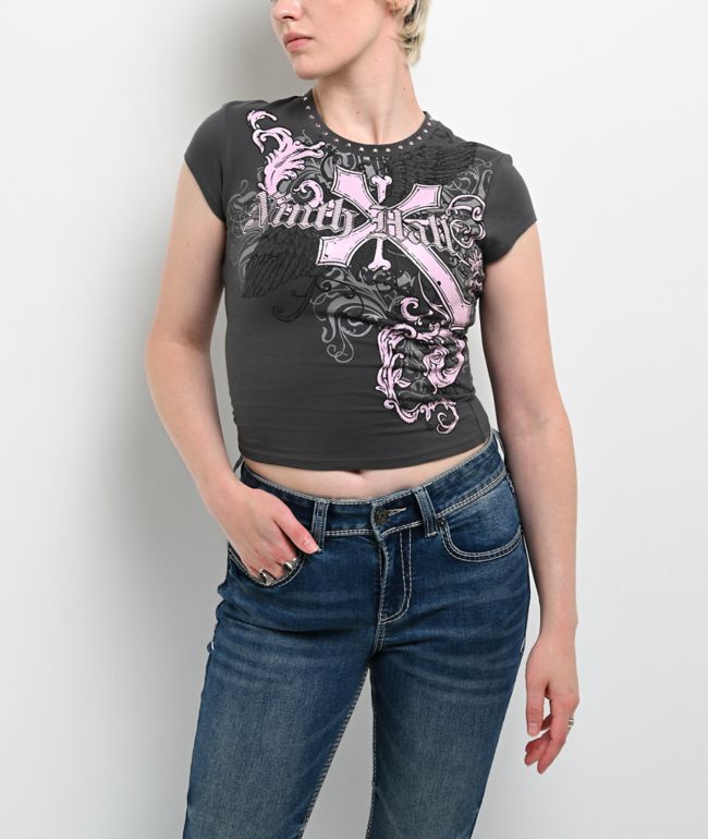 Ninth Hall Alina Volcanic Ash Crop T-Shirt - Ninth Hall