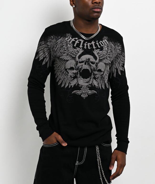 Affliction Desperation Black Thermal Long Sleeve T-Shirt - Affliction