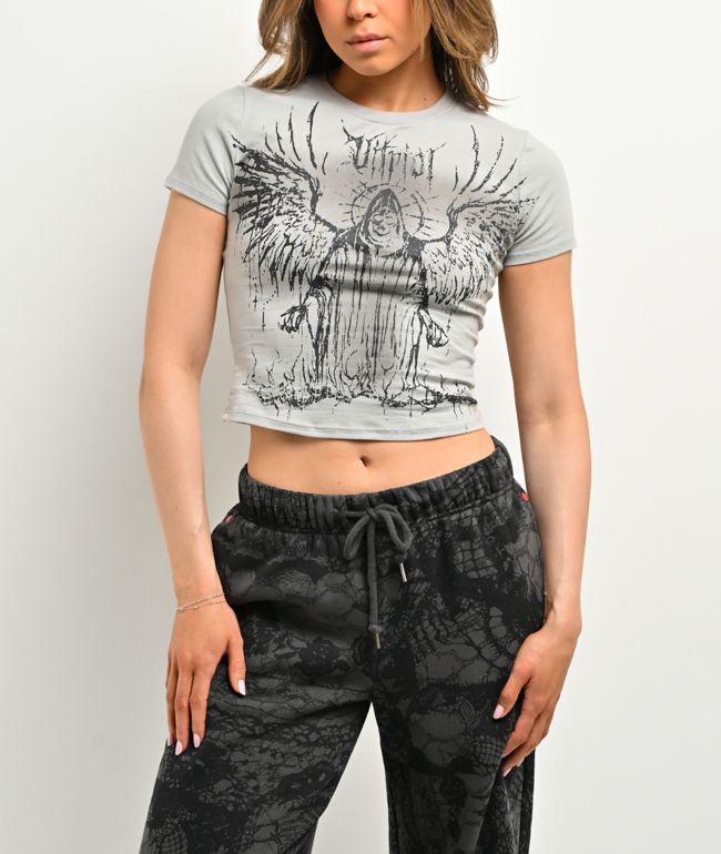 Vitriol Lina Grey Wash Crop T-Shirt - Vitriol