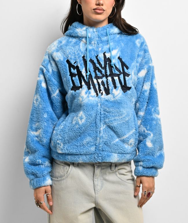 Empyre Atlas Blue & White Plush Zip Hoodie - Empyre
