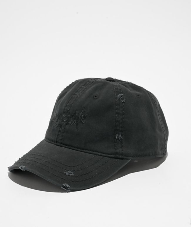 Welcome Vamp Distressed Black Strapback Hat - Welcome Skateboards