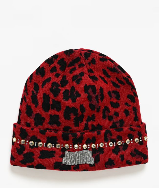 Broken Promises Wild Heart Red Leopard Beanie - Broken Promises