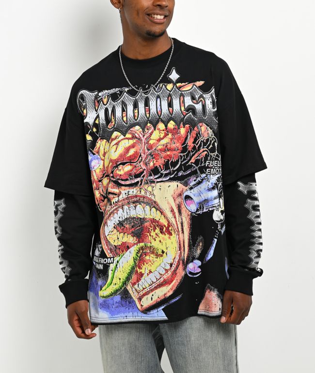 Broken Promises Made From Pain 2fer Black Long Sleeve T-Shirt - Broken Promises