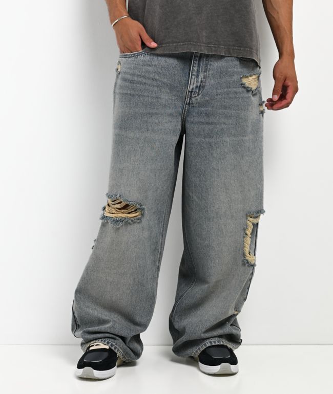 Empyre Destroy Dirty Blue Ultra Wide Skate Jeans - Empyre
