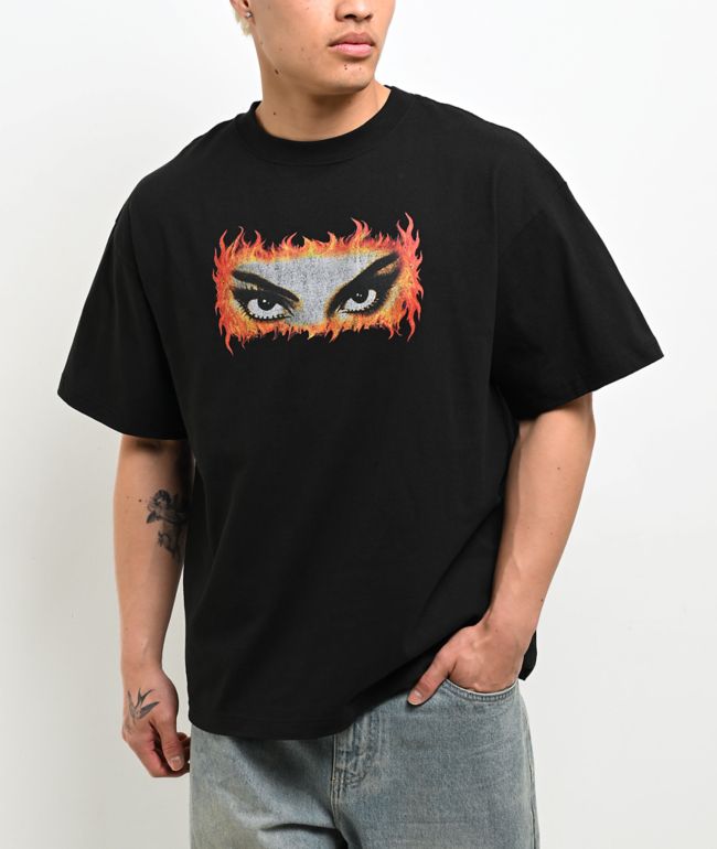 Popular Demand Fire Eyes Black T-Shirt - Popular Demand