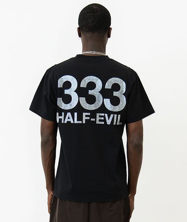HALF EVIL Rhinestone Logo Black T-Shirt - Half Evil